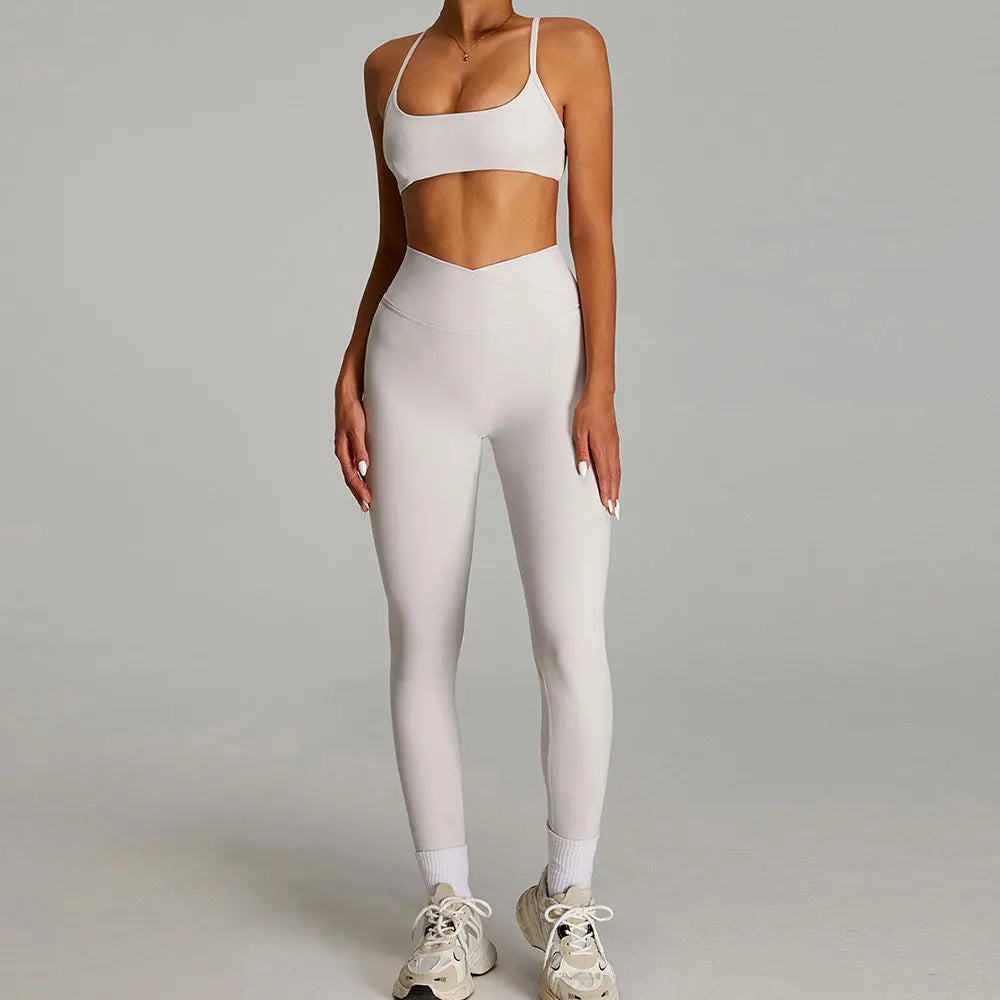 2-Piece Short Sleeve Yoga Set – Quick-Dry Top & Leggings