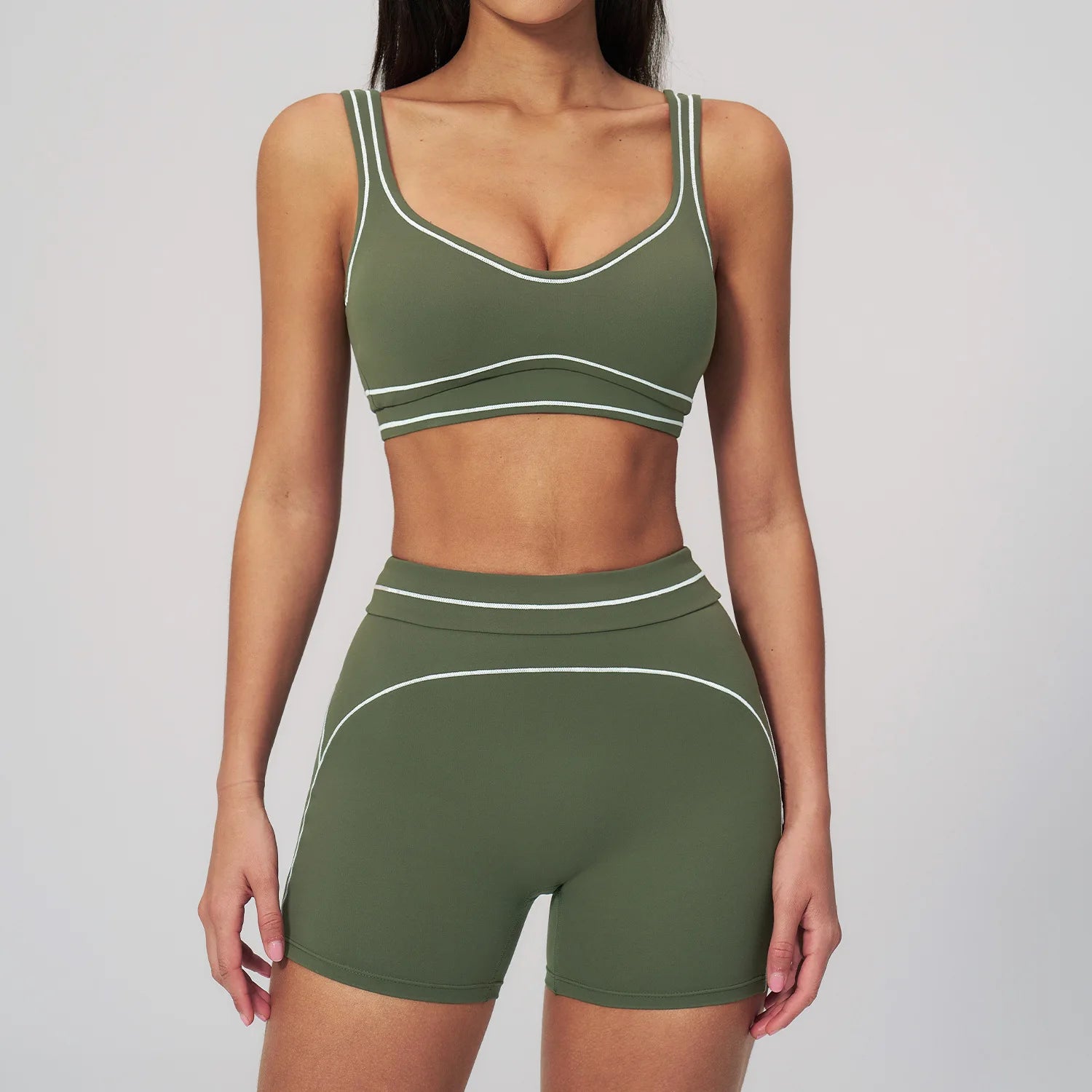 Women's 2-Piece Yoga Set — Bicolor High-Waisted Leggings & Crop Top Bra