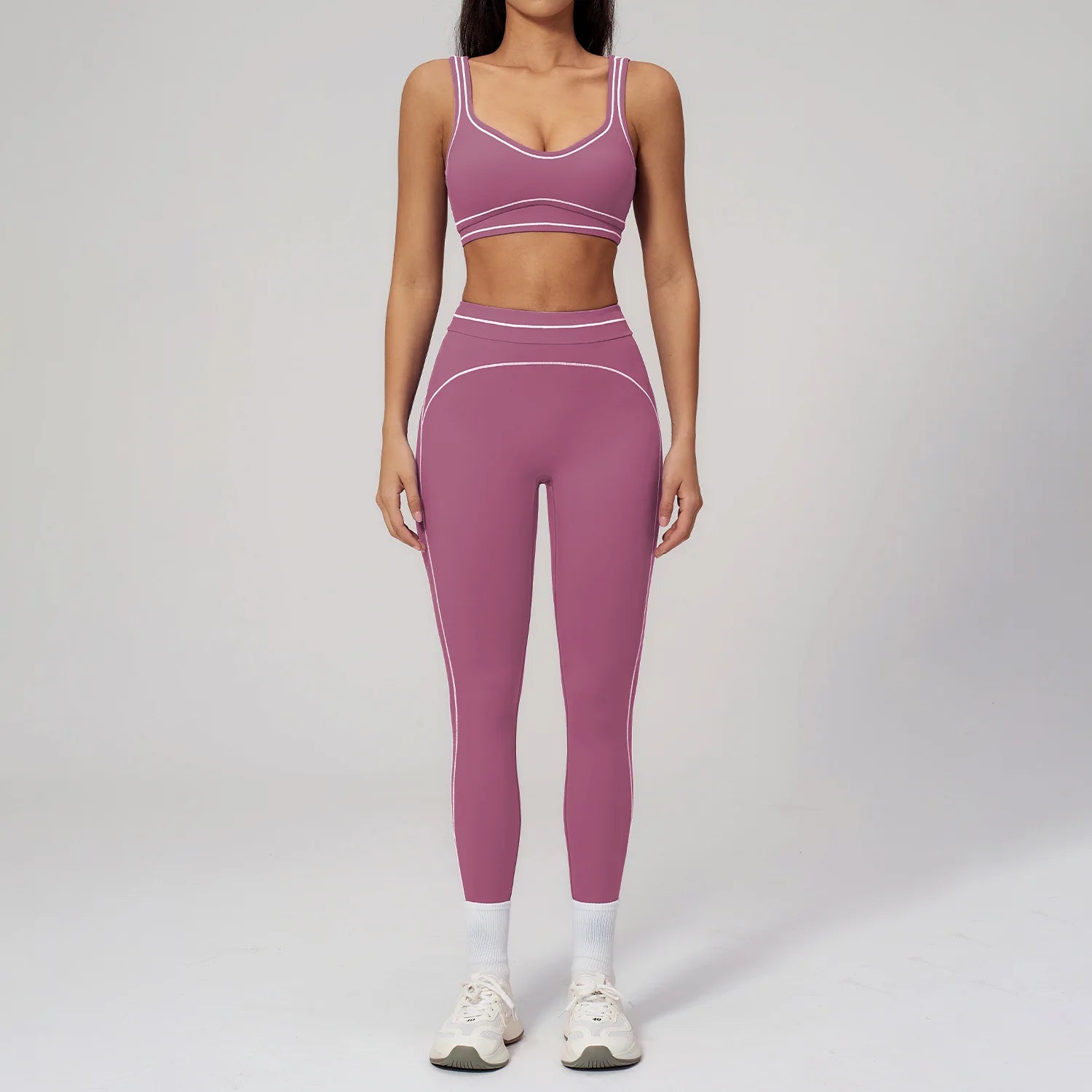 Women's 2-Piece Yoga Set — Bicolor High-Waisted Leggings & Crop Top Bra