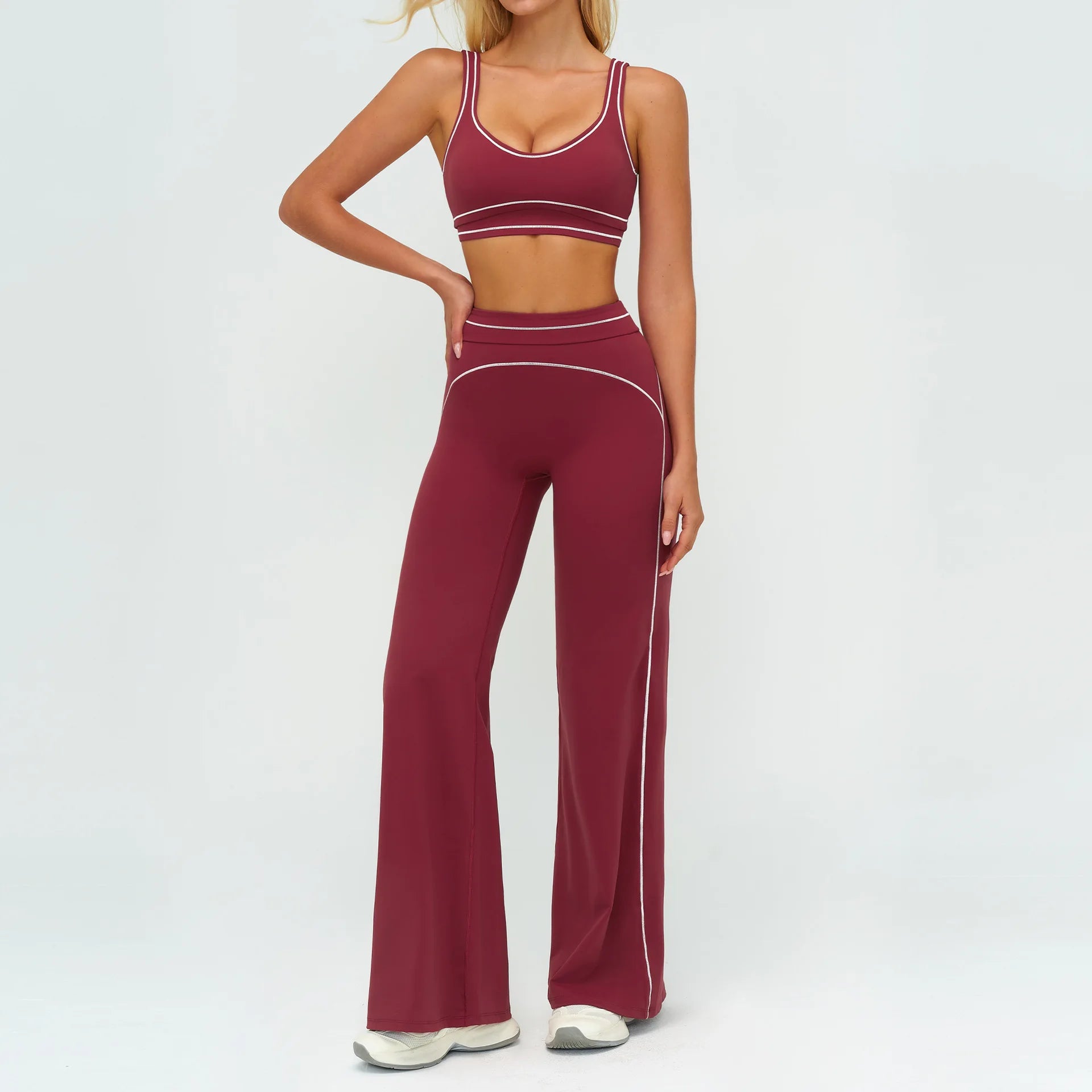 Women's 2-Piece Yoga Set — Bicolor High-Waisted Leggings & Crop Top Bra