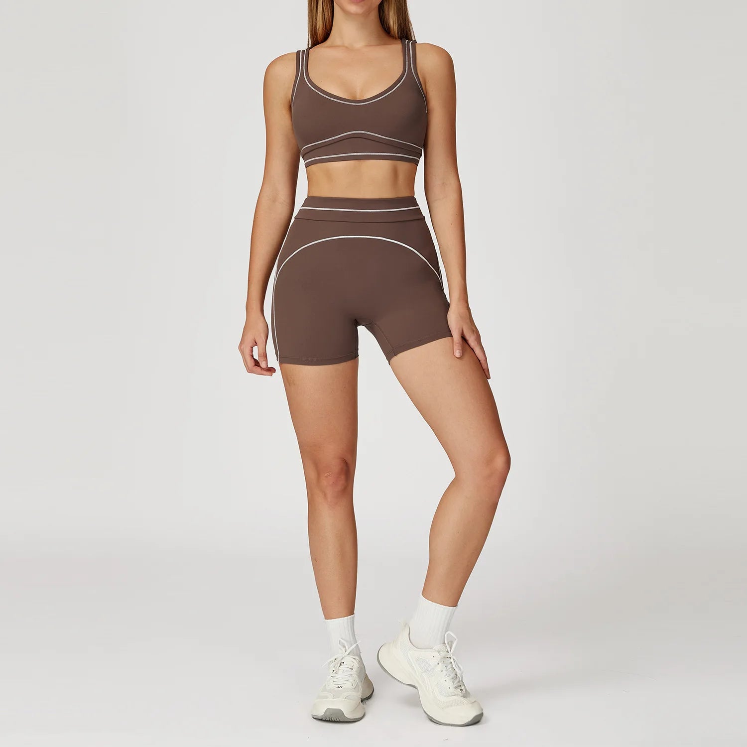 Women's 2-Piece Yoga Set — Bicolor High-Waisted Leggings & Crop Top Bra