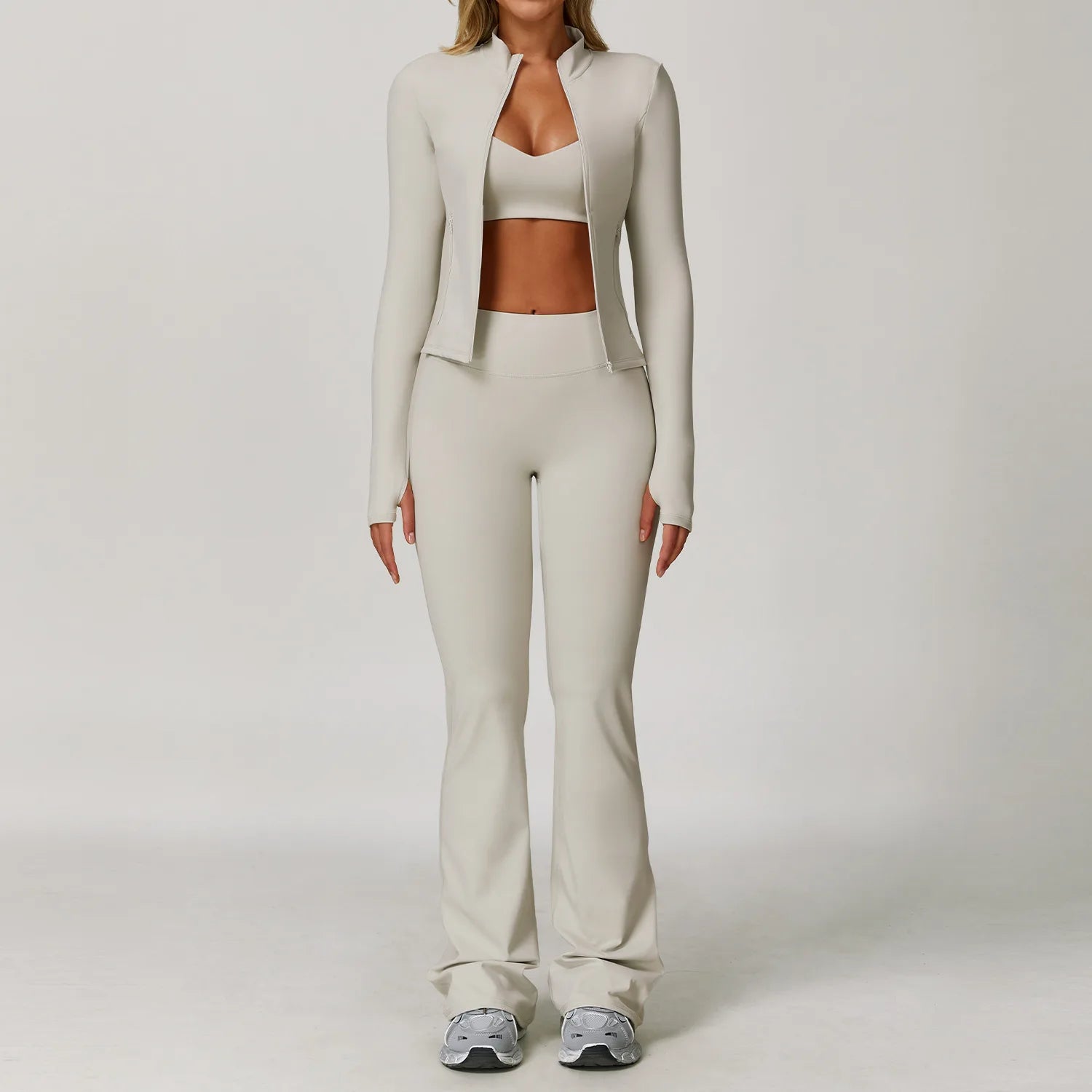 Women's 2 or 3 Piece Yoga Set — Bra, Leggings & Long Sleeve Crop Top