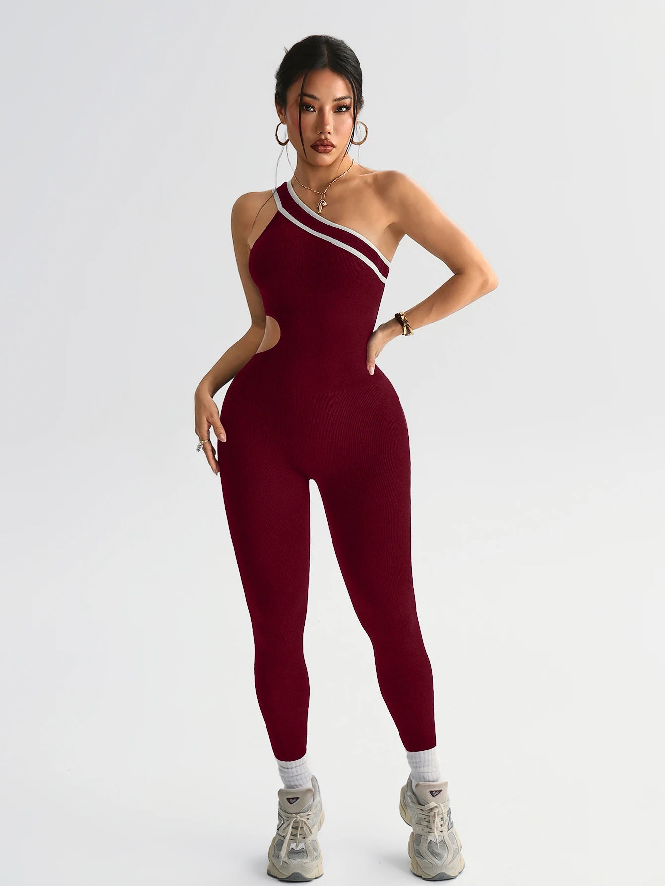 Striped Seamless Yoga Jumpsuit - Technical Stretch Knit