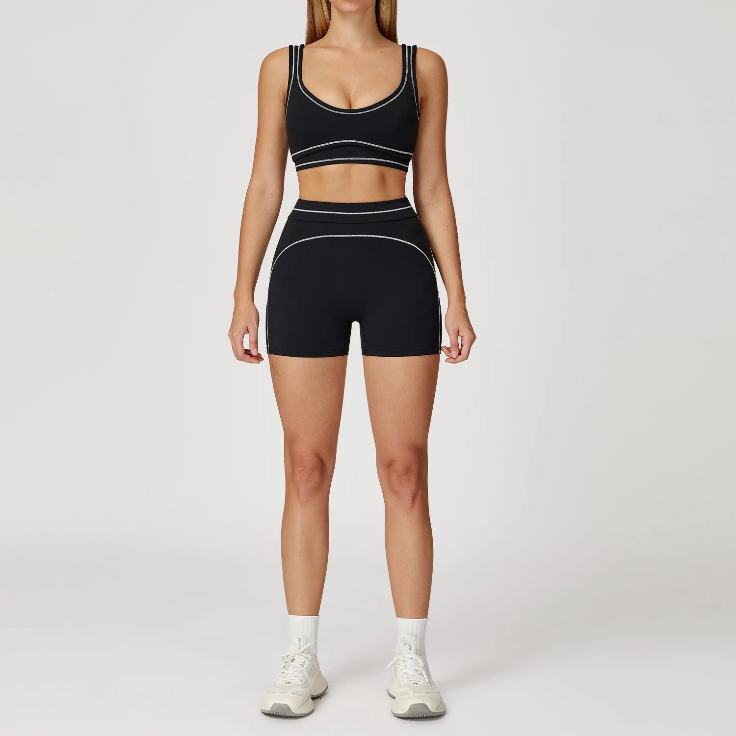 Women's 2-Piece Yoga Set — Bicolor High-Waisted Leggings & Crop Top Bra