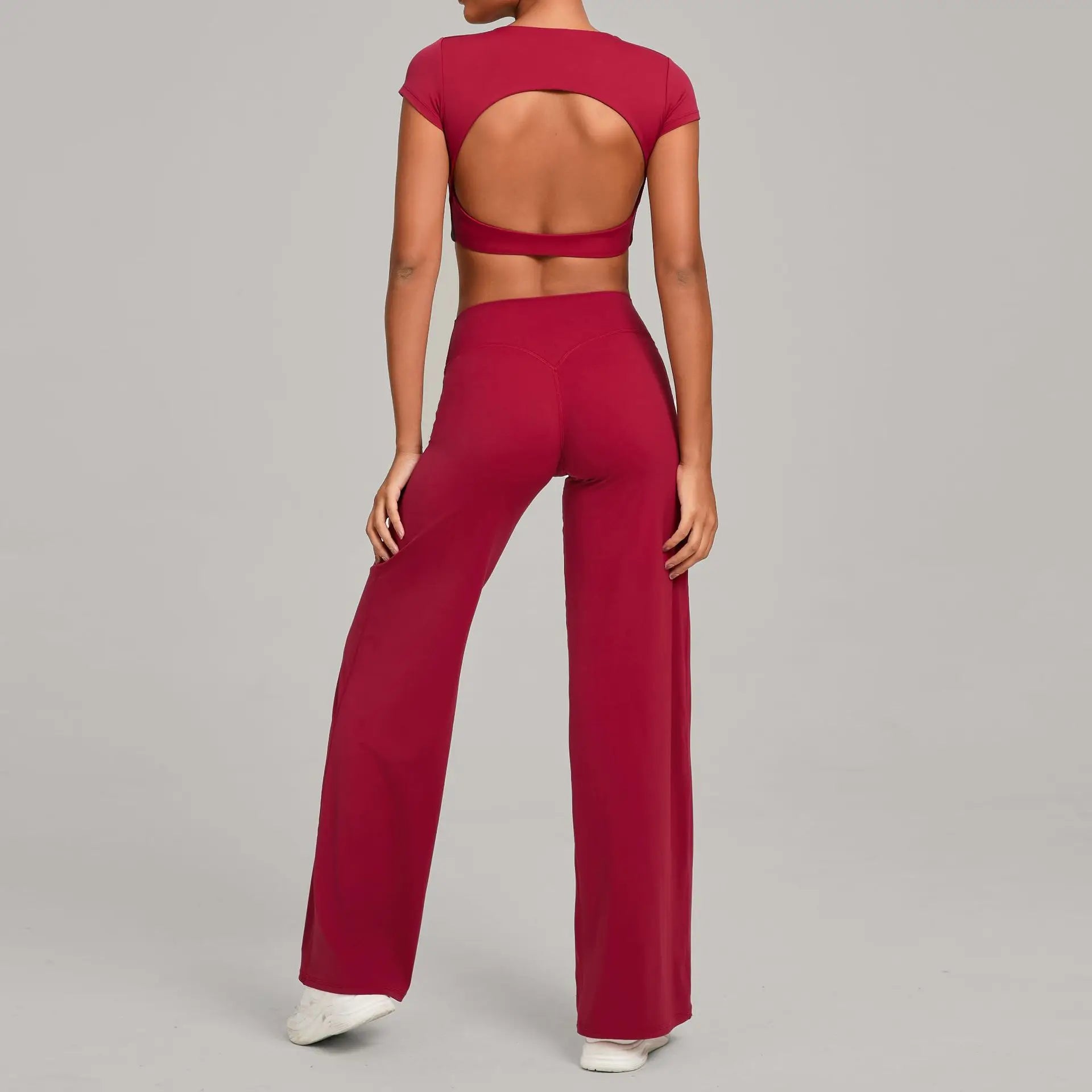 Women's 2-Piece Yoga Set — Short-Sleeve Top & High-Waist Push-Up Leggings