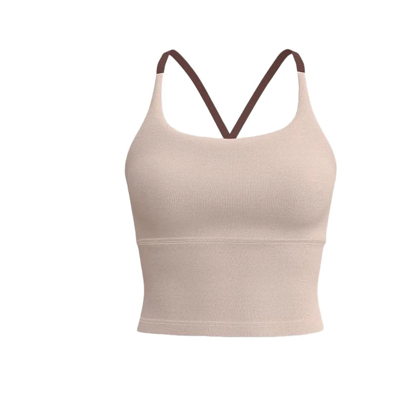 Schock-absorbierendes, ärmelloses Yoga-Top – rückenfrei, nahtlos, schnelltrocknend
