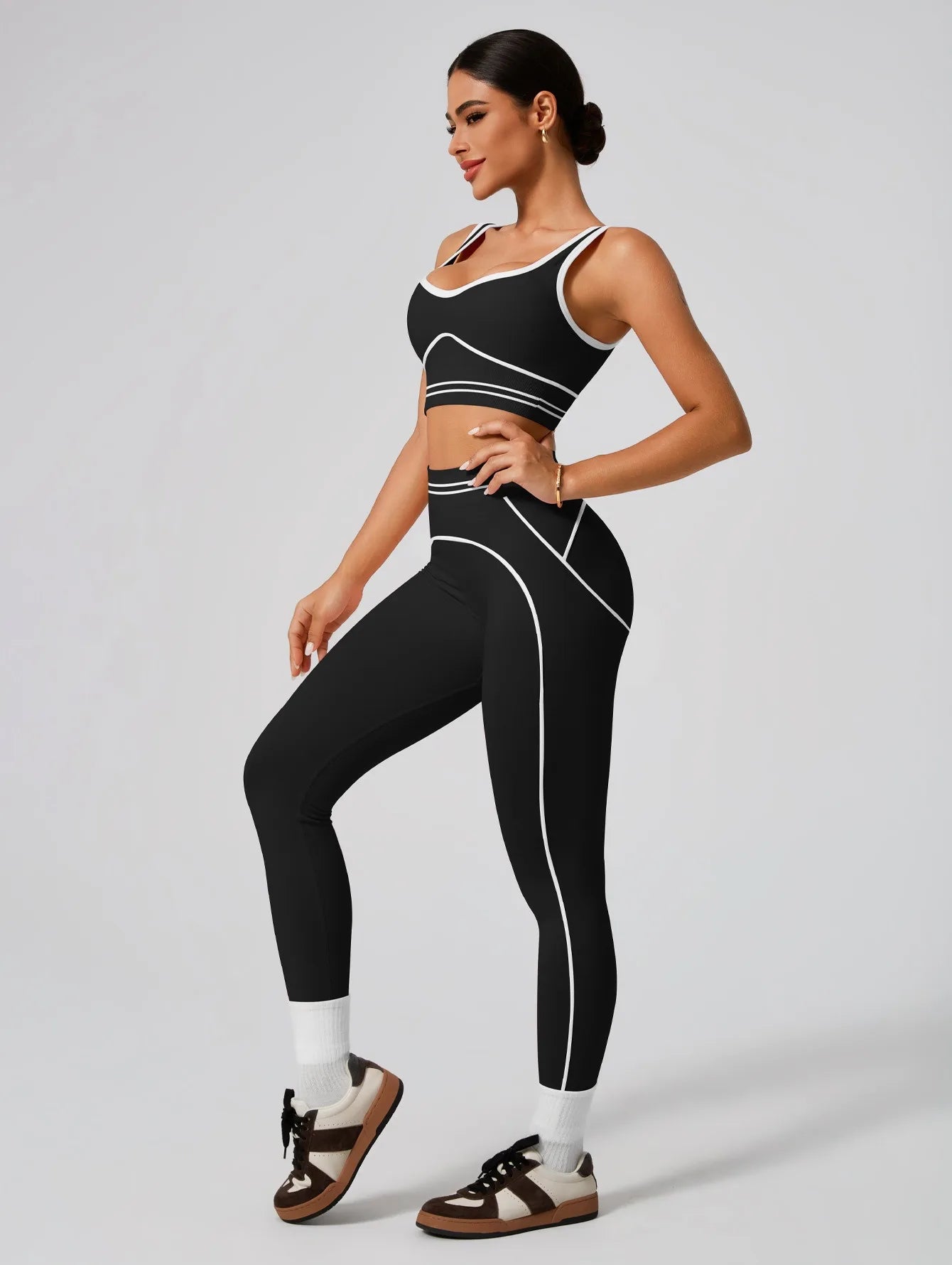 2 Piece Sport Set - Crop Top & High Waisted Leggings