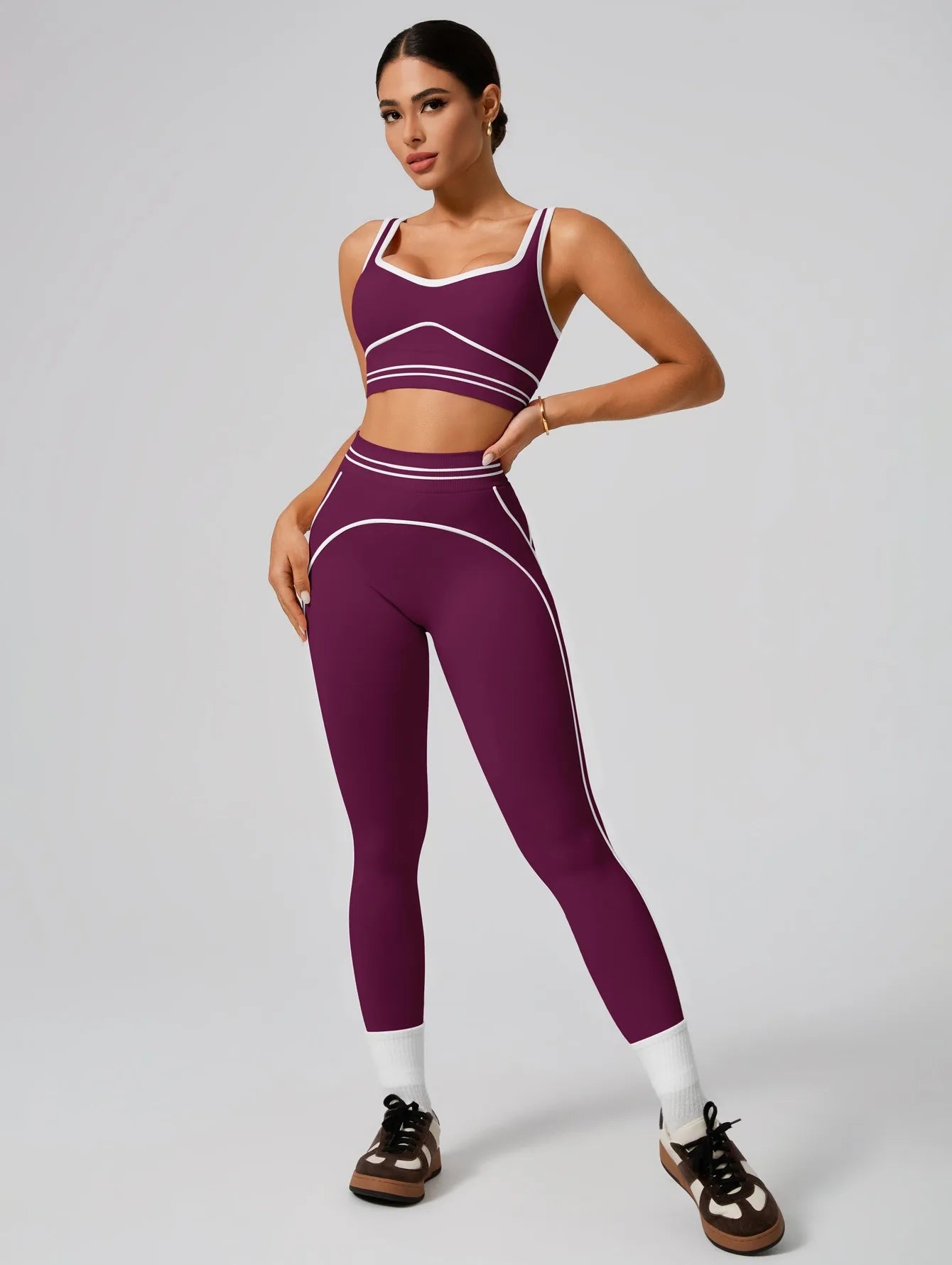 2 Piece Sport Set - Crop Top & High Waisted Leggings
